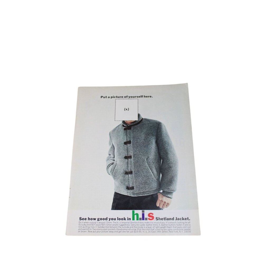 1965 h i s All American Mens Shetland Jacket Ad Print Advertisement 93475